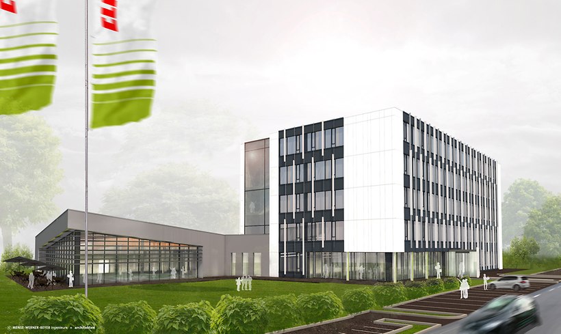 Draft of the future CLAAS E-Systems building in Dissen. -